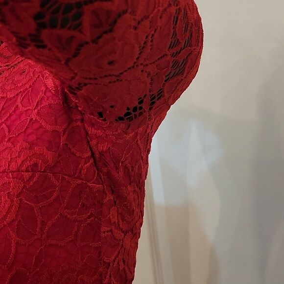 BRAND NEW IZ BYER LONG SLEEVES RED LACE MINI DRESS - Picture 6 of 14